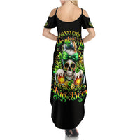 Rose Skull Summer Maxi Dress No Matter How Much I Try To Be Fucking Nice - Wonder Print Shop