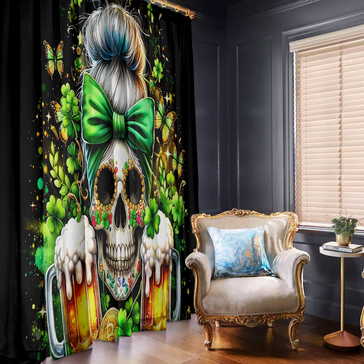 Rose Skull Window Curtain No Matter How Much I Try To Be Fucking Nice - Wonder Print Shop