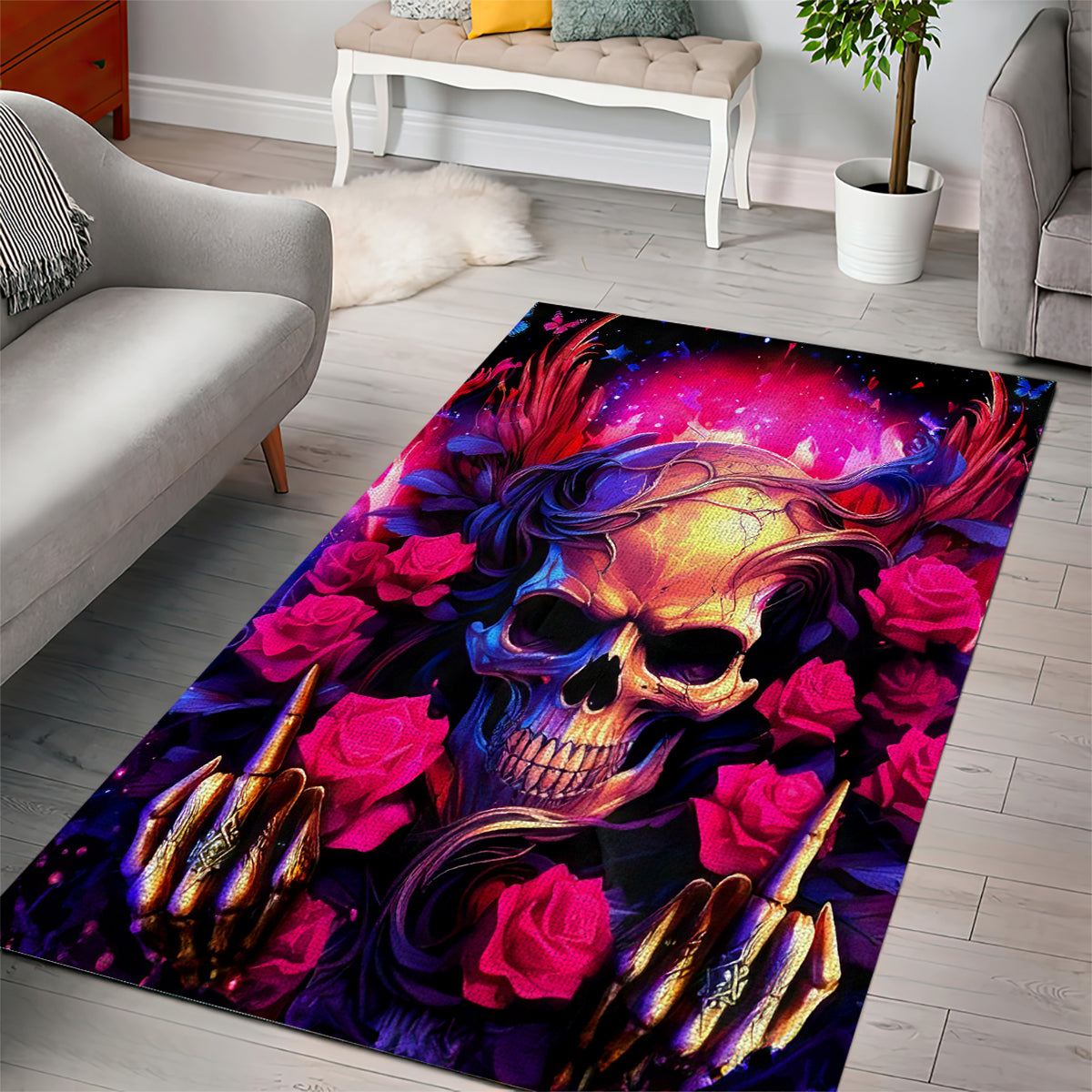 Rose Skull Area Rug No Matter How Much I Try To Be Fucking Nice - Wonder Print Shop