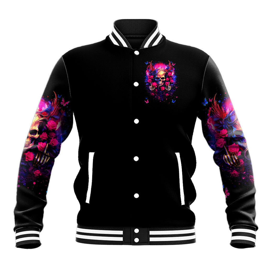 Rose Skull Baseball Jacket No Matter How Much I Try To Be Fucking Nice - Wonder Print Shop