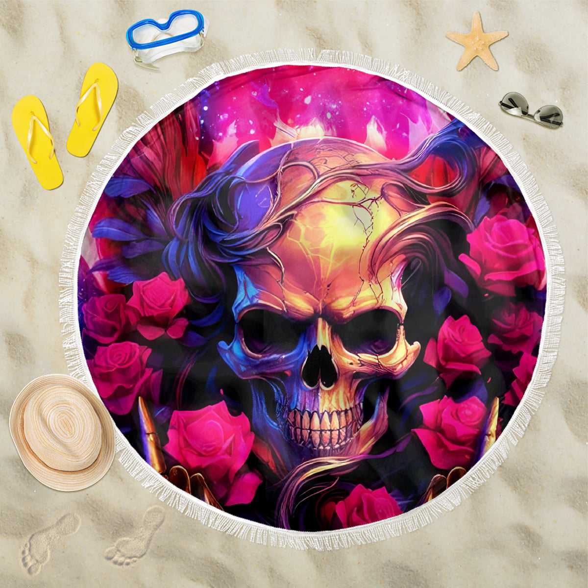 Rose Skull Beach Blanket No Matter How Much I Try To Be Fucking Nice - Wonder Print Shop