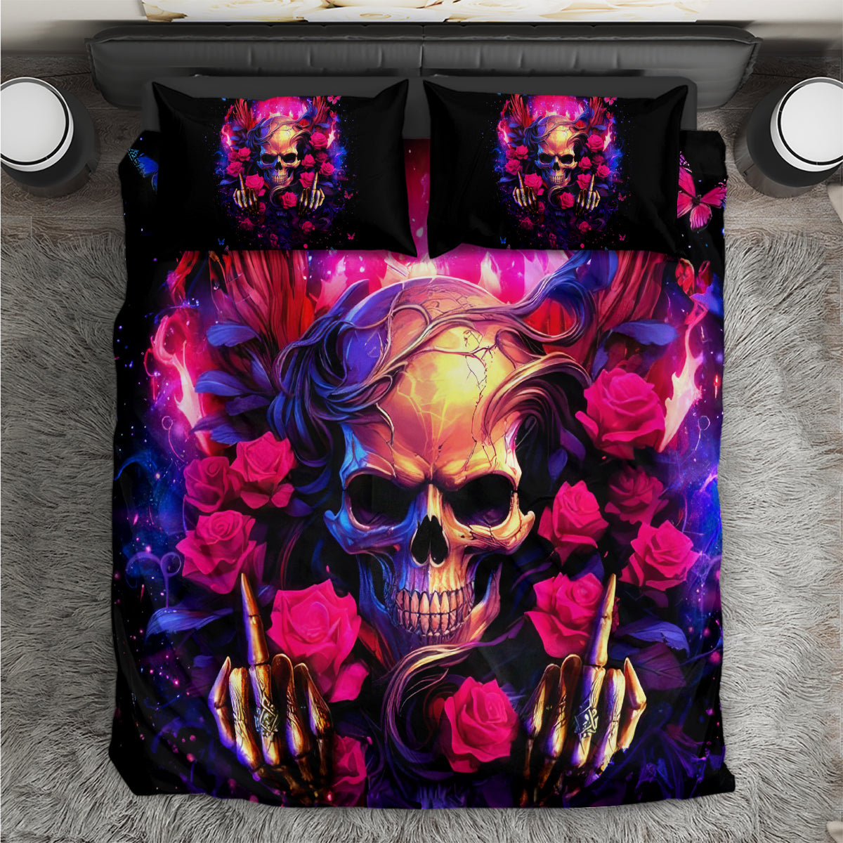 Rose Skull Bedding Set No Matter How Much I Try To Be Fucking Nice - Wonder Print Shop