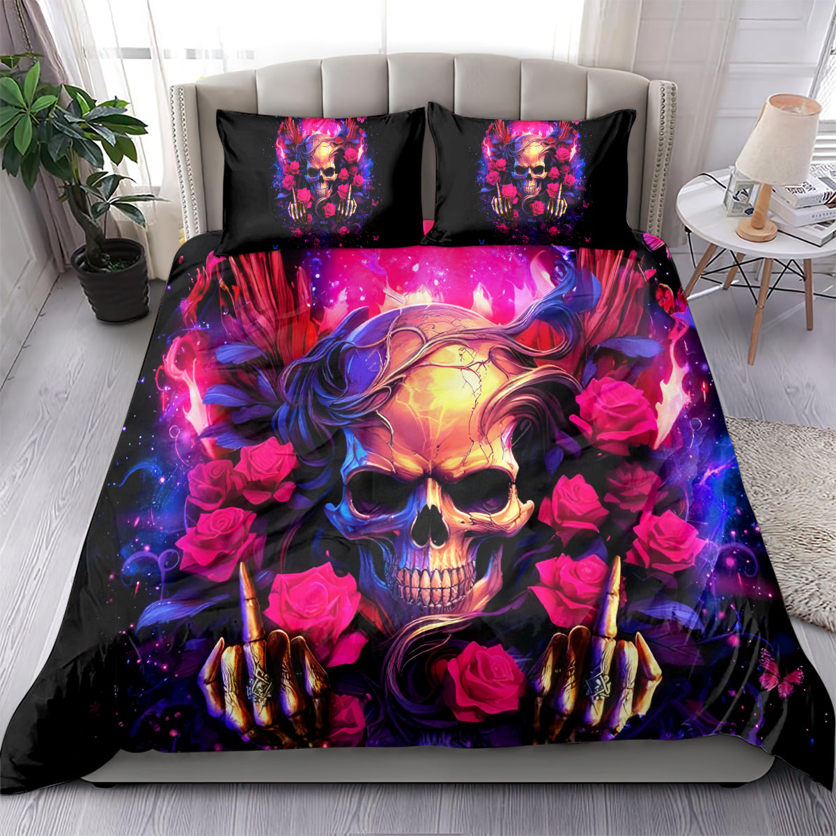 Rose Skull Bedding Set No Matter How Much I Try To Be Fucking Nice - Wonder Print Shop