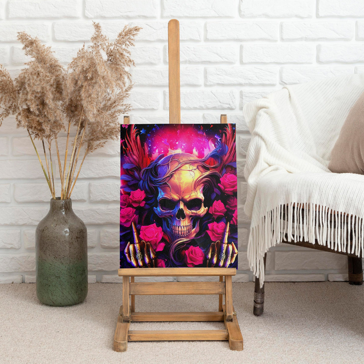 Rose Skull Canvas Wall Art No Matter How Much I Try To Be Fucking Nice - Wonder Print Shop