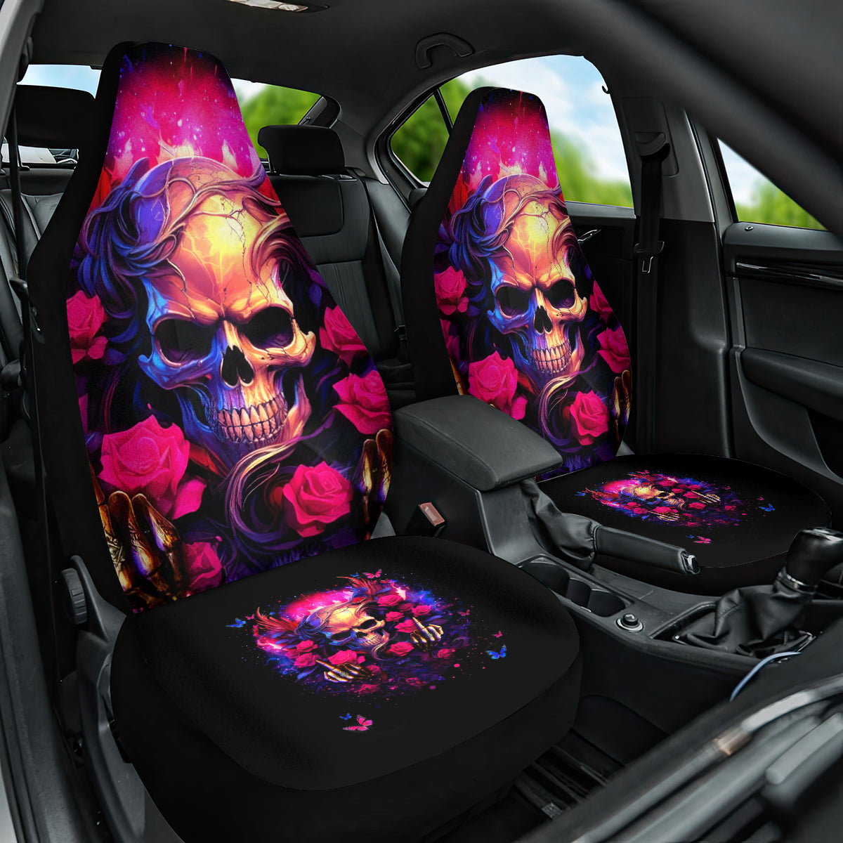 Rose Skull Car Seat Cover No Matter How Much I Try To Be Fucking Nice - Wonder Print Shop