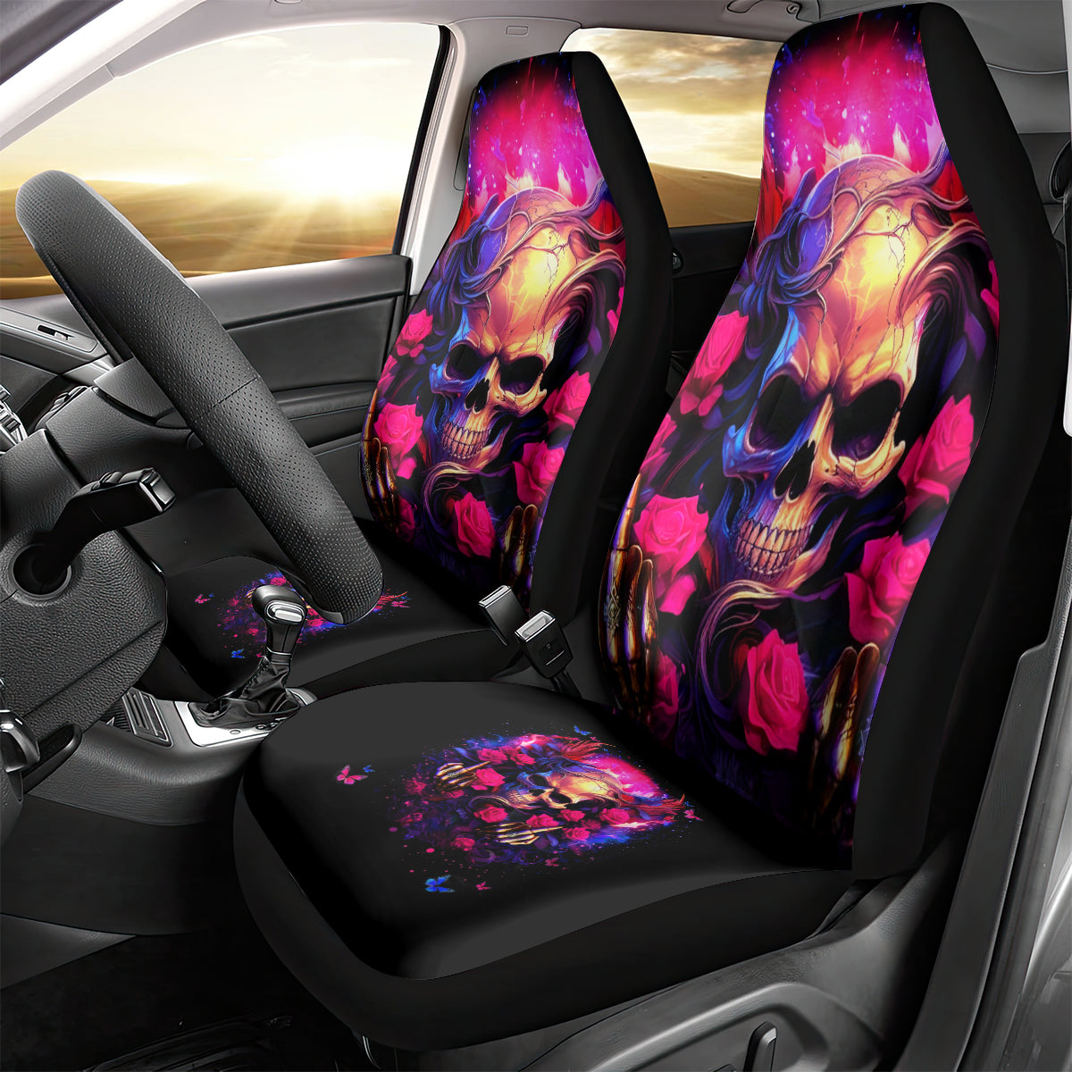 Rose Skull Car Seat Cover No Matter How Much I Try To Be Fucking Nice - Wonder Print Shop