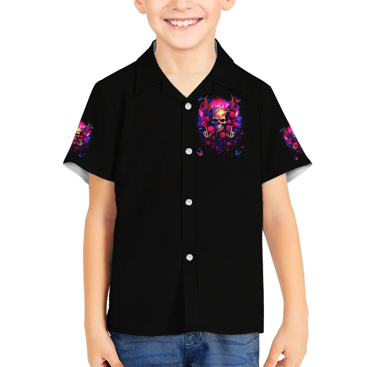 Rose Skull Family Matching Short Sleeve Bodycon Dress and Hawaiian Shirt No Matter How Much I Try To Be Fucking Nice - Wonder Print Shop