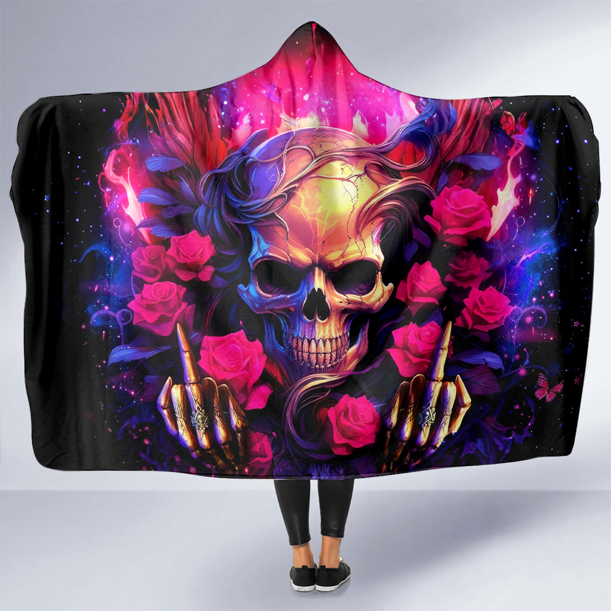 Rose Skull Hooded Blanket No Matter How Much I Try To Be Fucking Nice