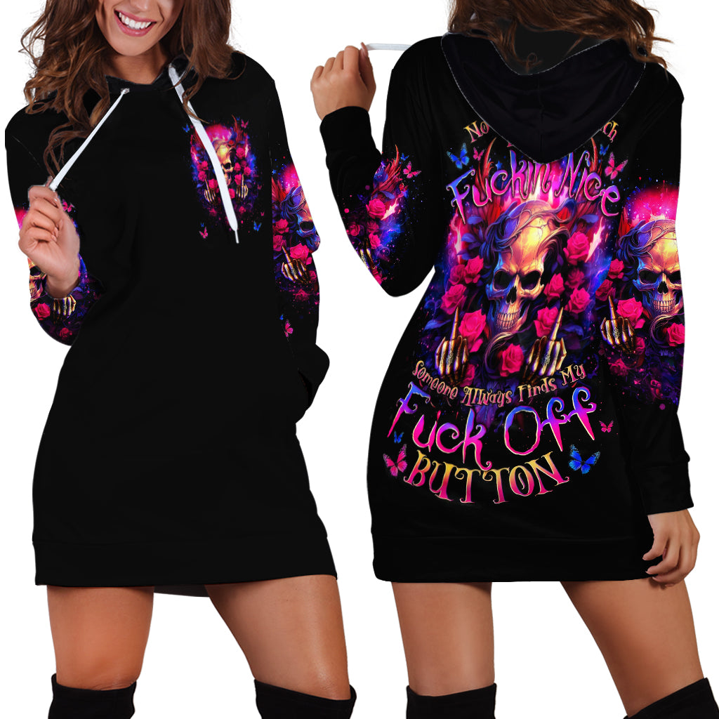 Rose Skull Hoodie Dress No Matter How Much I Try To Be Fucking Nice - Wonder Print Shop