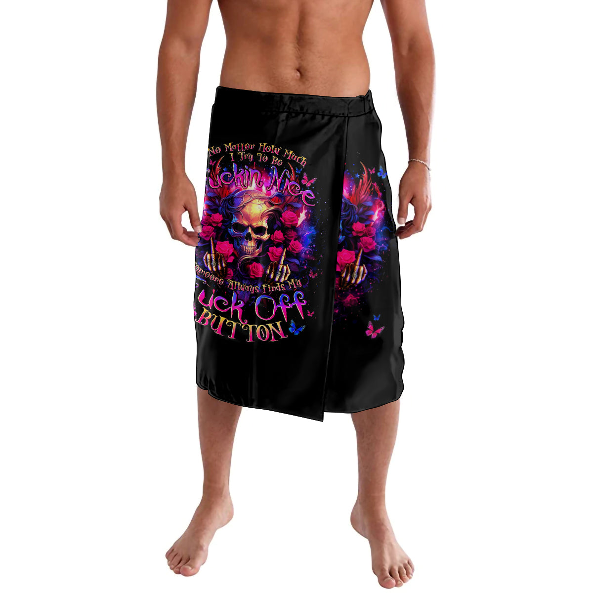 Rose Skull Lavalava No Matter How Much I Try To Be Fucking Nice - Wonder Print Shop