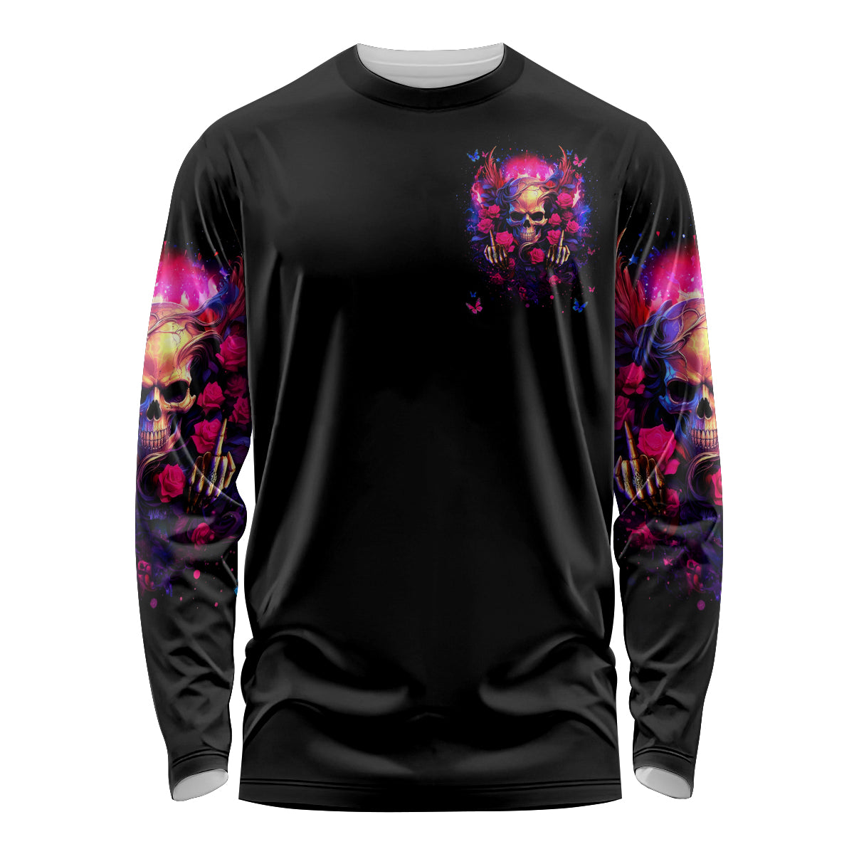 Rose Skull Long Sleeve Shirt No Matter How Much I Try To Be Fucking Nice - Wonder Print Shop