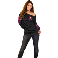 Rose Skull Off Shoulder Sweater No Matter How Much I Try To Be Fucking Nice - Wonder Print Shop