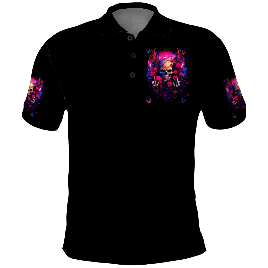 Rose Skull Polo Shirt No Matter How Much I Try To Be Fucking Nice - Wonder Print Shop