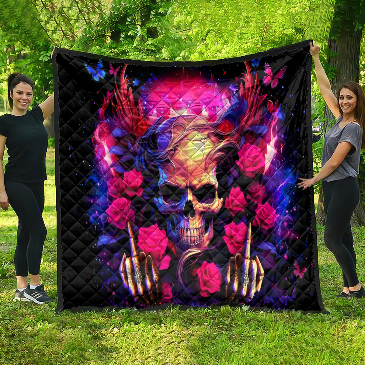 Rose Skull Quilt No Matter How Much I Try To Be Fucking Nice - Wonder Print Shop