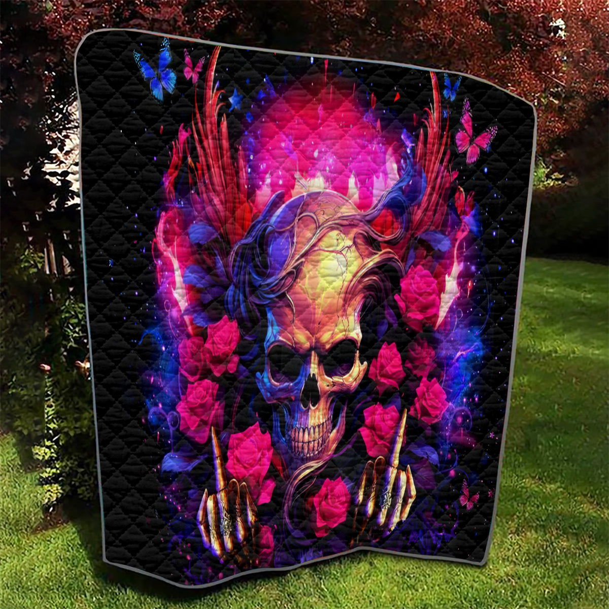 Rose Skull Quilt No Matter How Much I Try To Be Fucking Nice - Wonder Print Shop