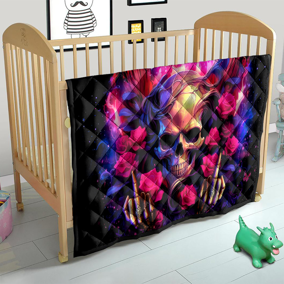 Rose Skull Quilt No Matter How Much I Try To Be Fucking Nice - Wonder Print Shop