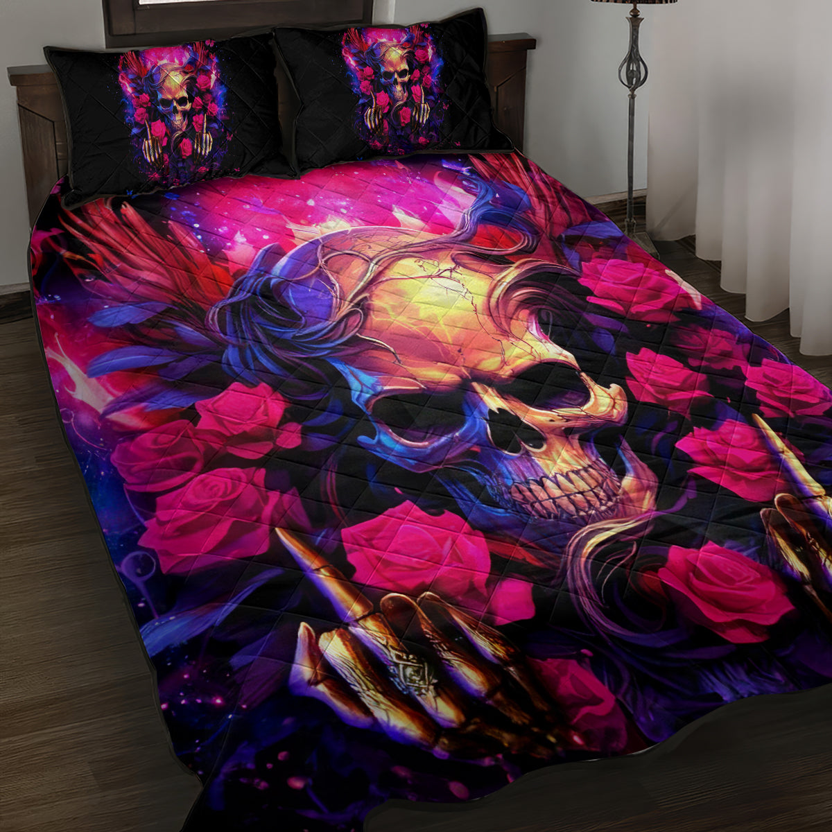 Rose Skull Quilt Bed Set No Matter How Much I Try To Be Fucking Nice - Wonder Print Shop