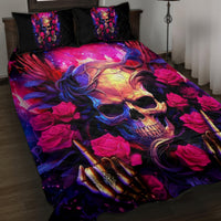 Rose Skull Quilt Bed Set No Matter How Much I Try To Be Fucking Nice - Wonder Print Shop
