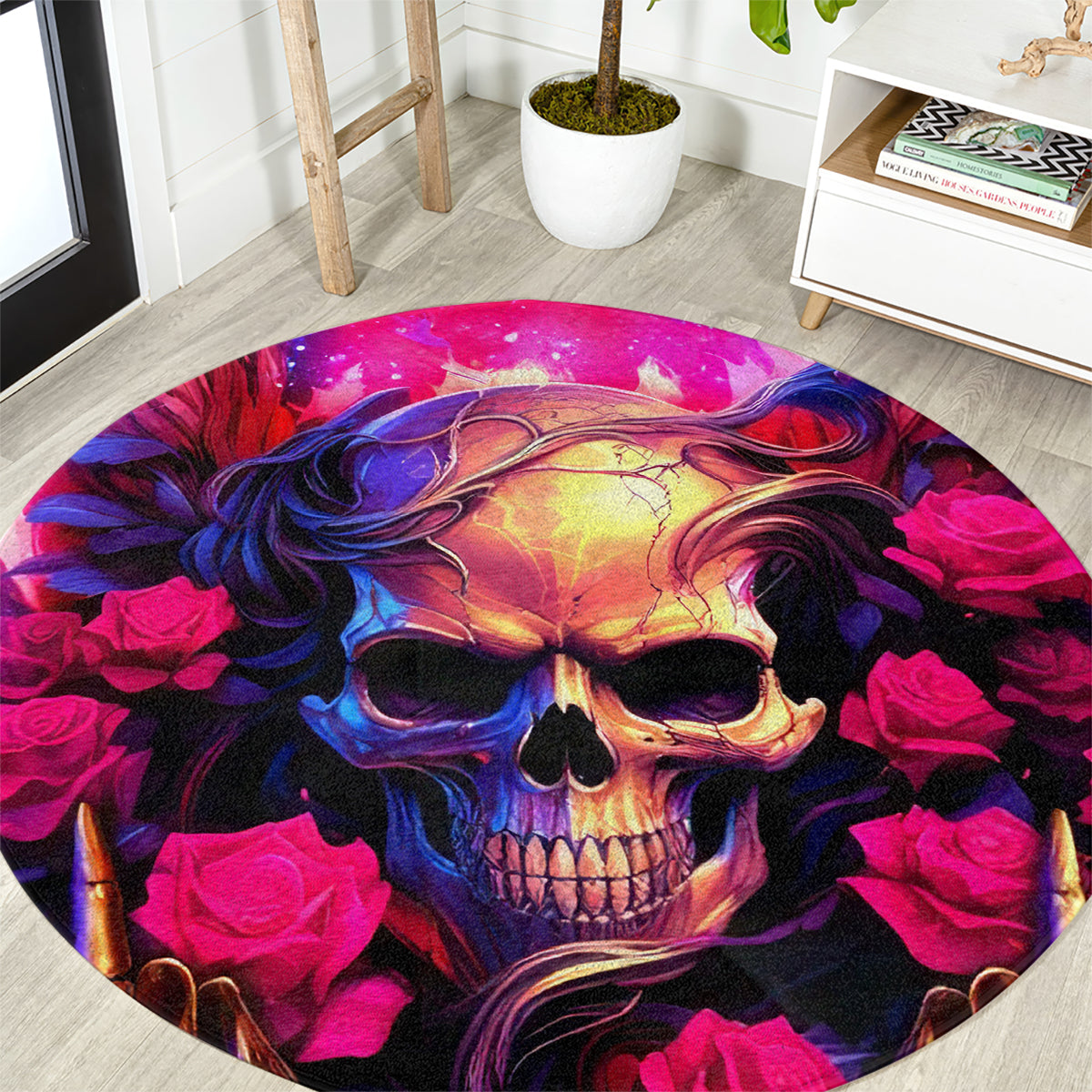 Rose Skull Round Carpet No Matter How Much I Try To Be Fucking Nice