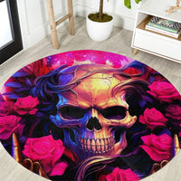 Rose Skull Round Carpet No Matter How Much I Try To Be Fucking Nice