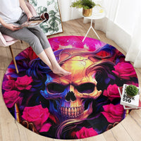 Rose Skull Round Carpet No Matter How Much I Try To Be Fucking Nice