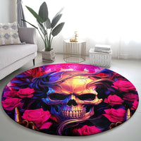 Rose Skull Round Carpet No Matter How Much I Try To Be Fucking Nice