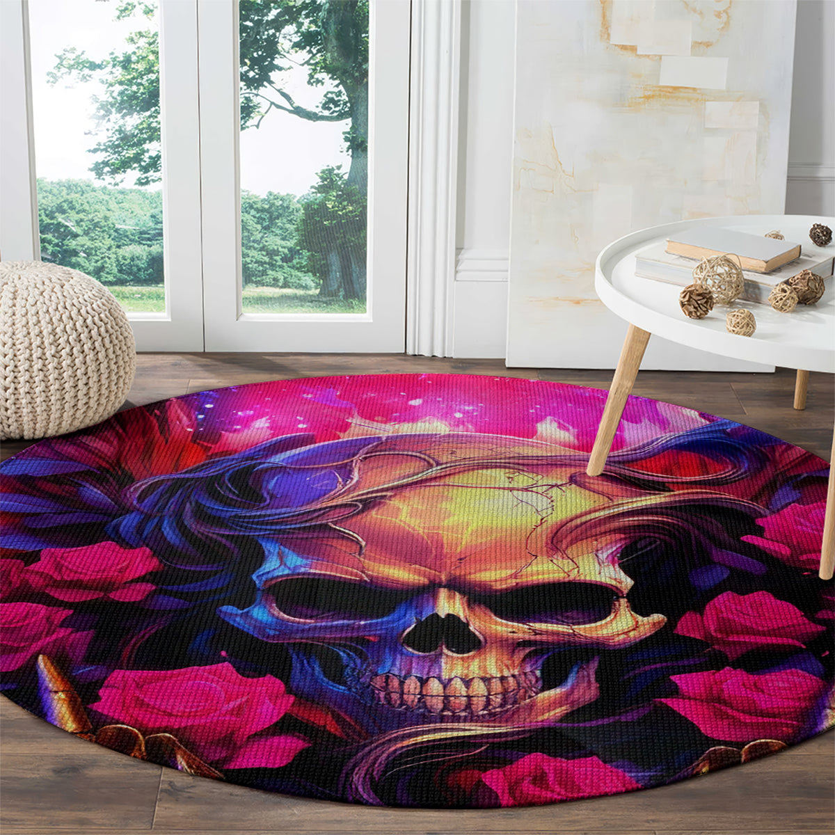 Rose Skull Round Carpet No Matter How Much I Try To Be Fucking Nice