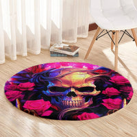 Rose Skull Round Carpet No Matter How Much I Try To Be Fucking Nice