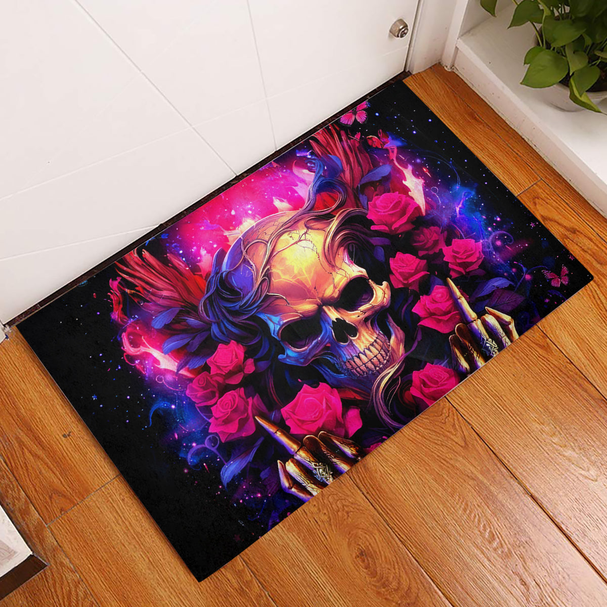 Rose Skull Rubber Doormat No Matter How Much I Try To Be Fucking Nice - Wonder Print Shop
