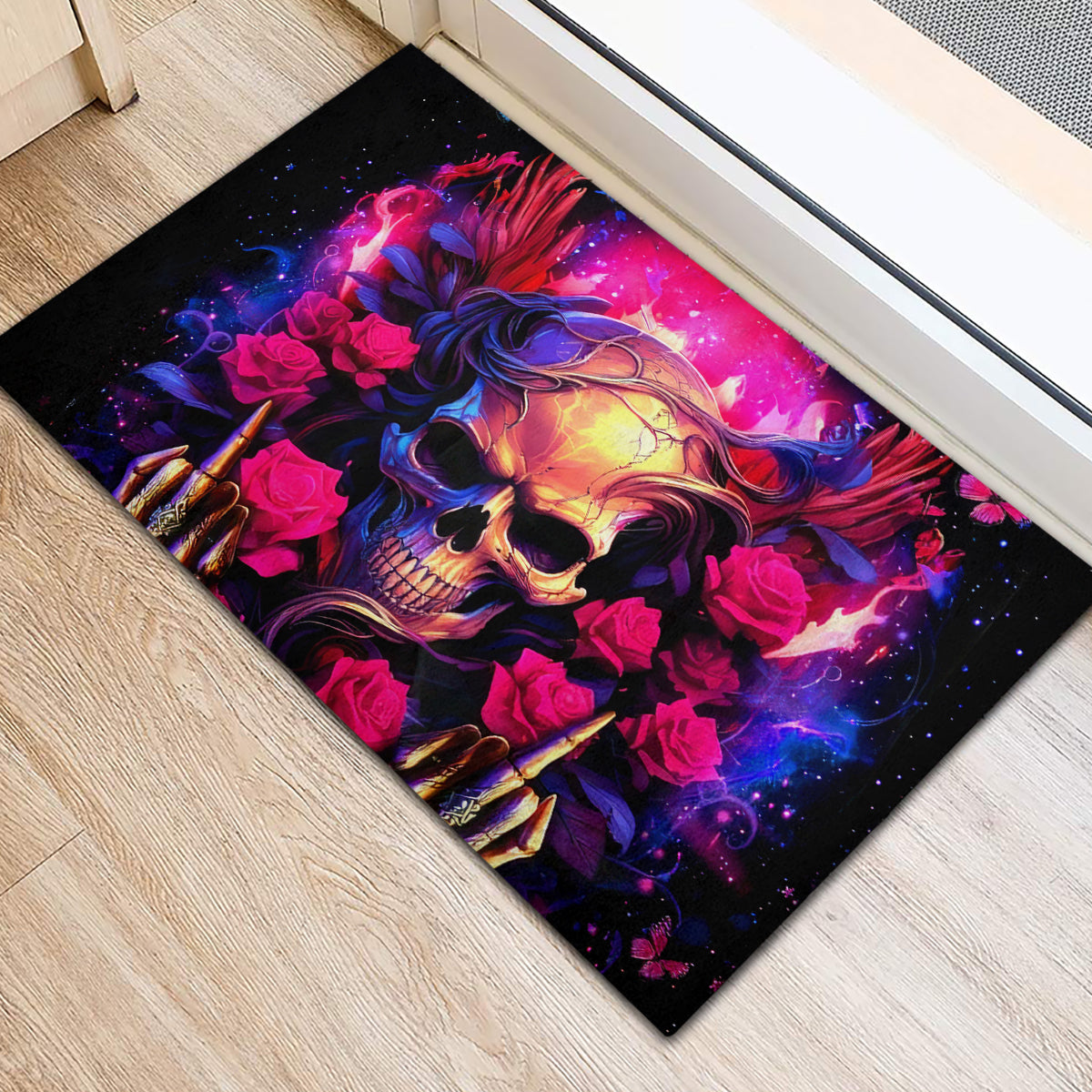 Rose Skull Rubber Doormat No Matter How Much I Try To Be Fucking Nice - Wonder Print Shop