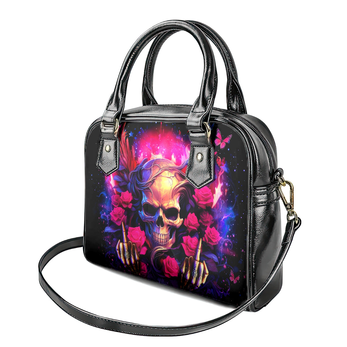 Rose Skull Shoulder Handbag No Matter How Much I Try To Be Fucking Nice