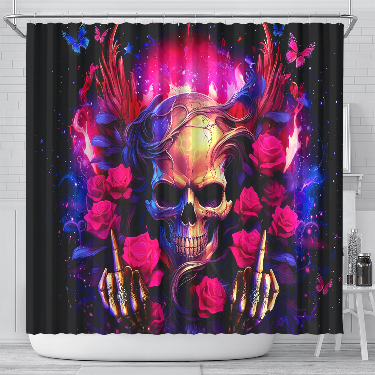Rose Skull Shower Curtain No Matter How Much I Try To Be Fucking Nice