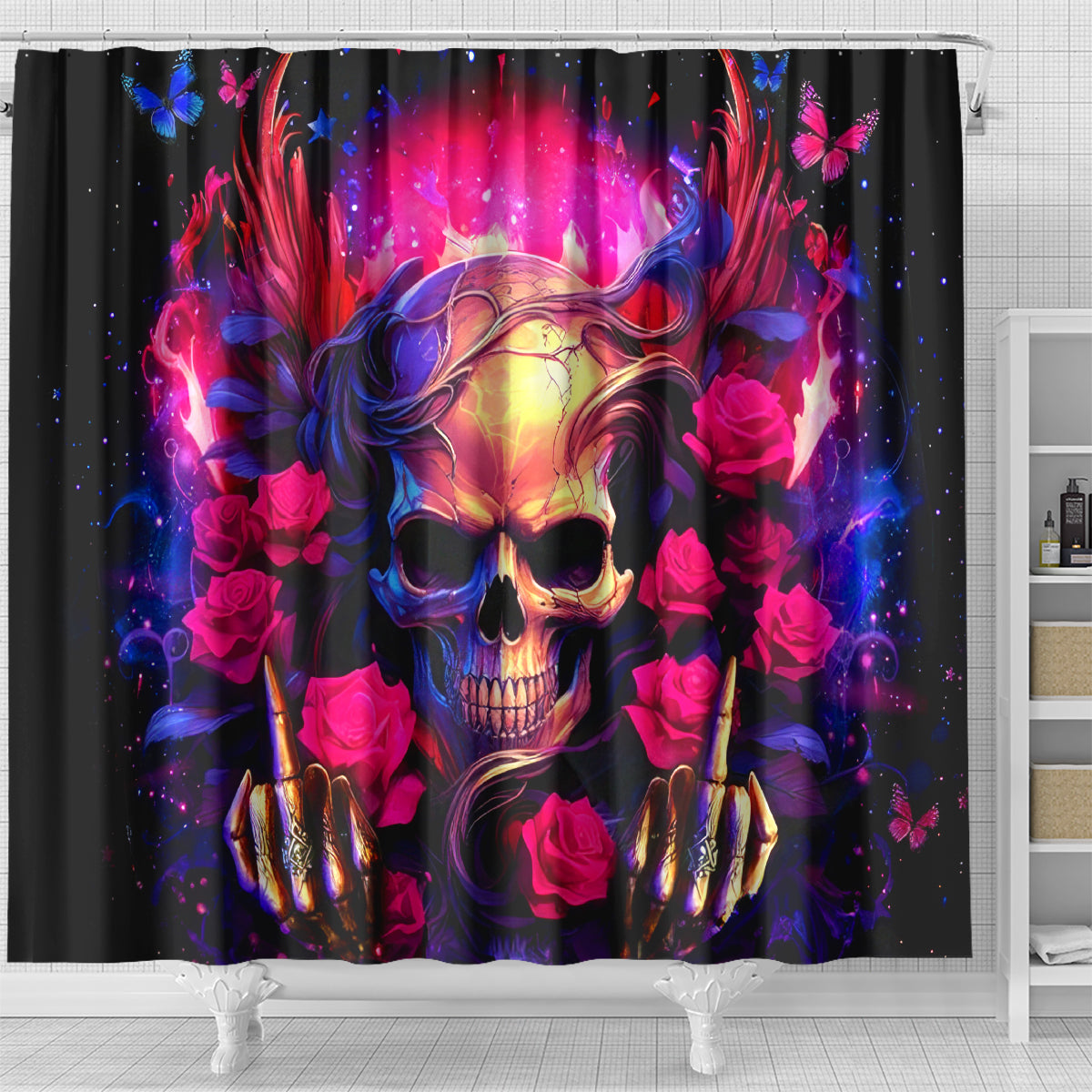 Rose Skull Shower Curtain No Matter How Much I Try To Be Fucking Nice
