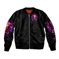 Rose Skull Sleeve Zip Bomber Jacket No Matter How Much I Try To Be Fucking Nice - Wonder Print Shop