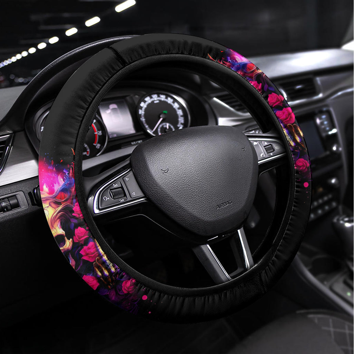 Rose Skull Steering Wheel Cover No Matter How Much I Try To Be Fucking Nice - Wonder Print Shop