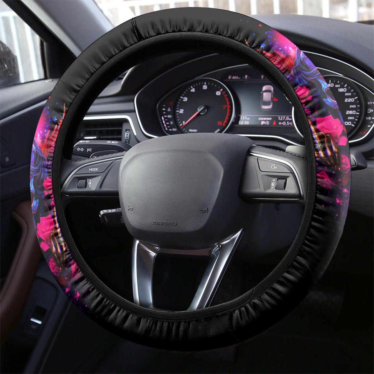 Rose Skull Steering Wheel Cover No Matter How Much I Try To Be Fucking Nice - Wonder Print Shop