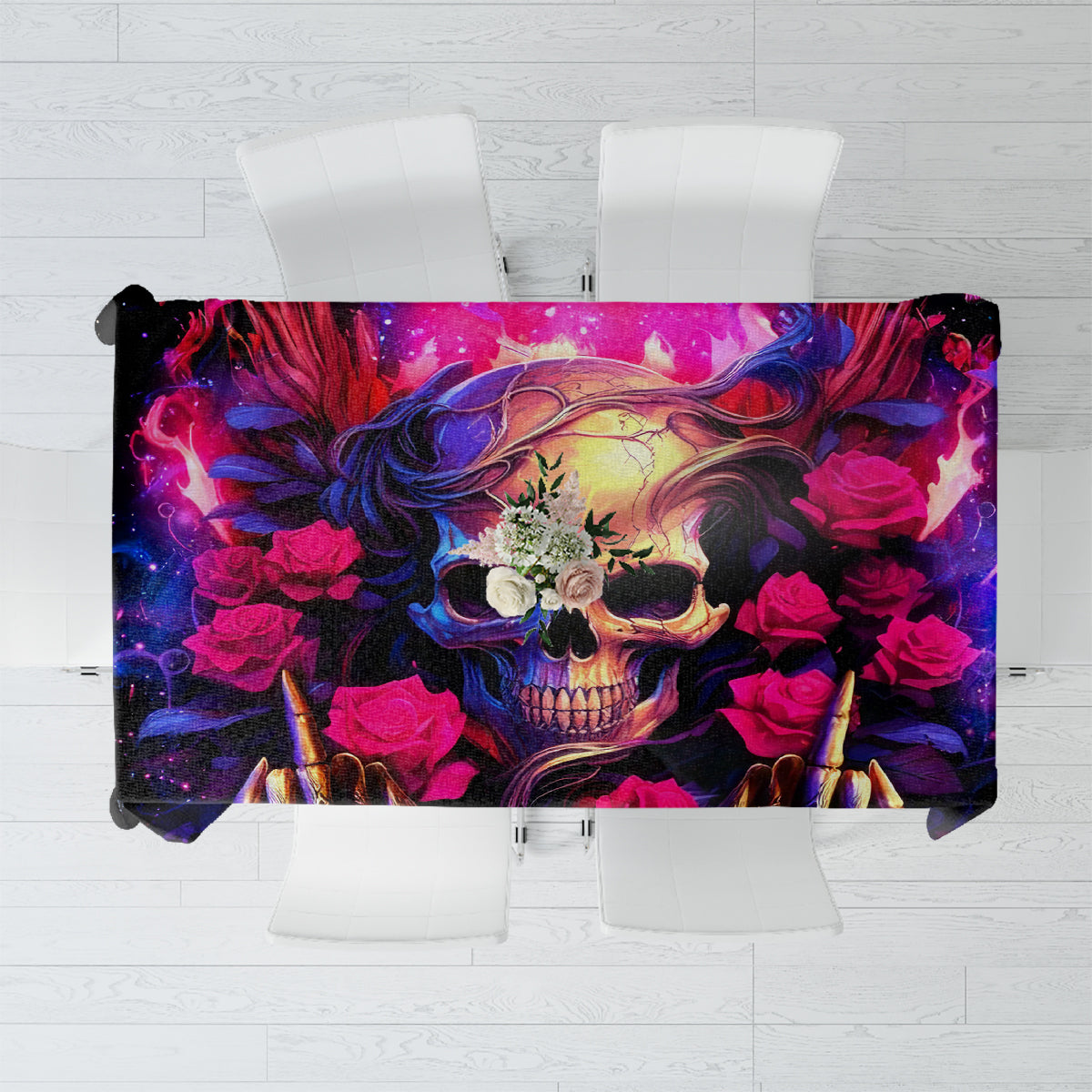 Rose Skull Tablecloth No Matter How Much I Try To Be Fucking Nice - Wonder Print Shop