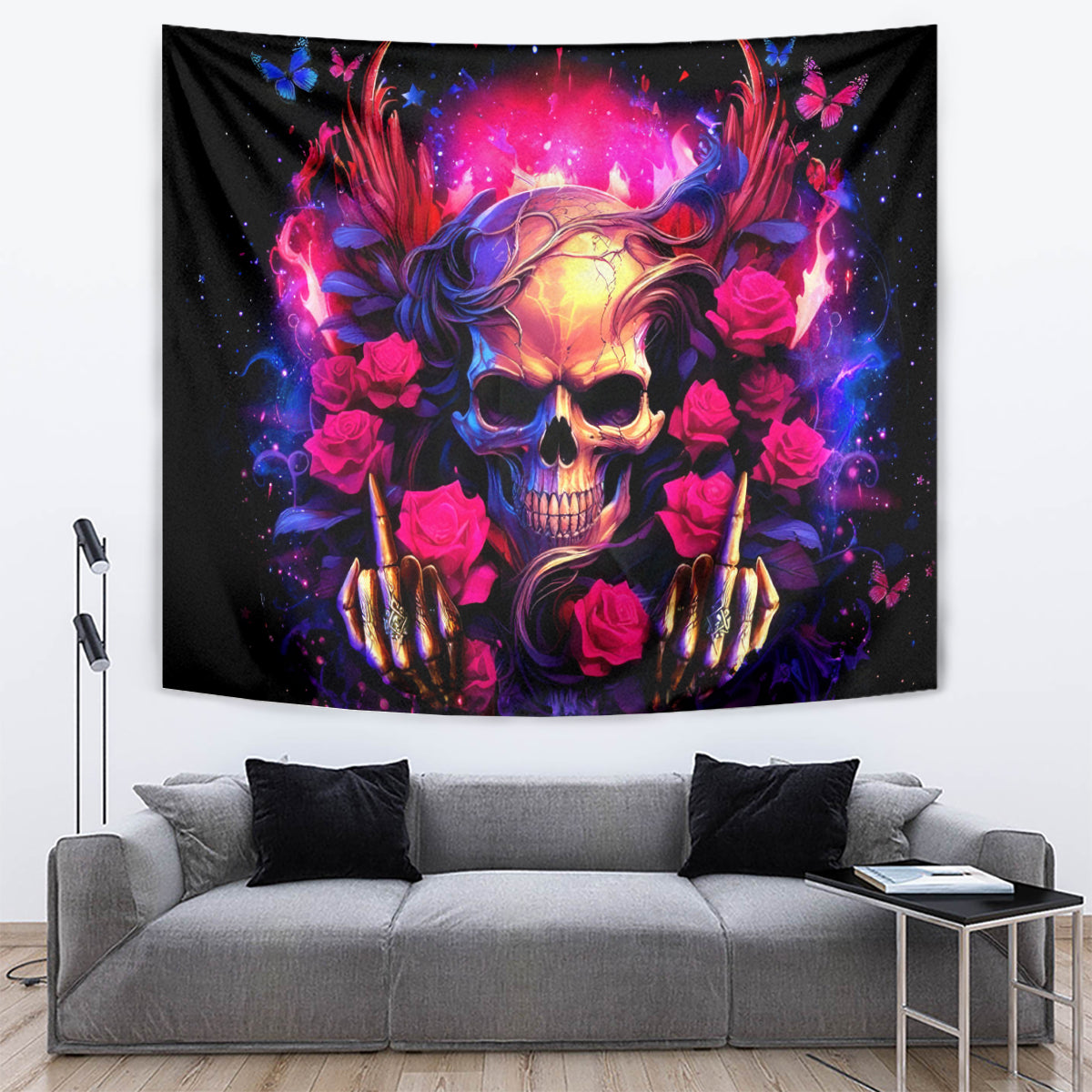 Rose Skull Tapestry No Matter How Much I Try To Be Fucking Nice - Wonder Print Shop