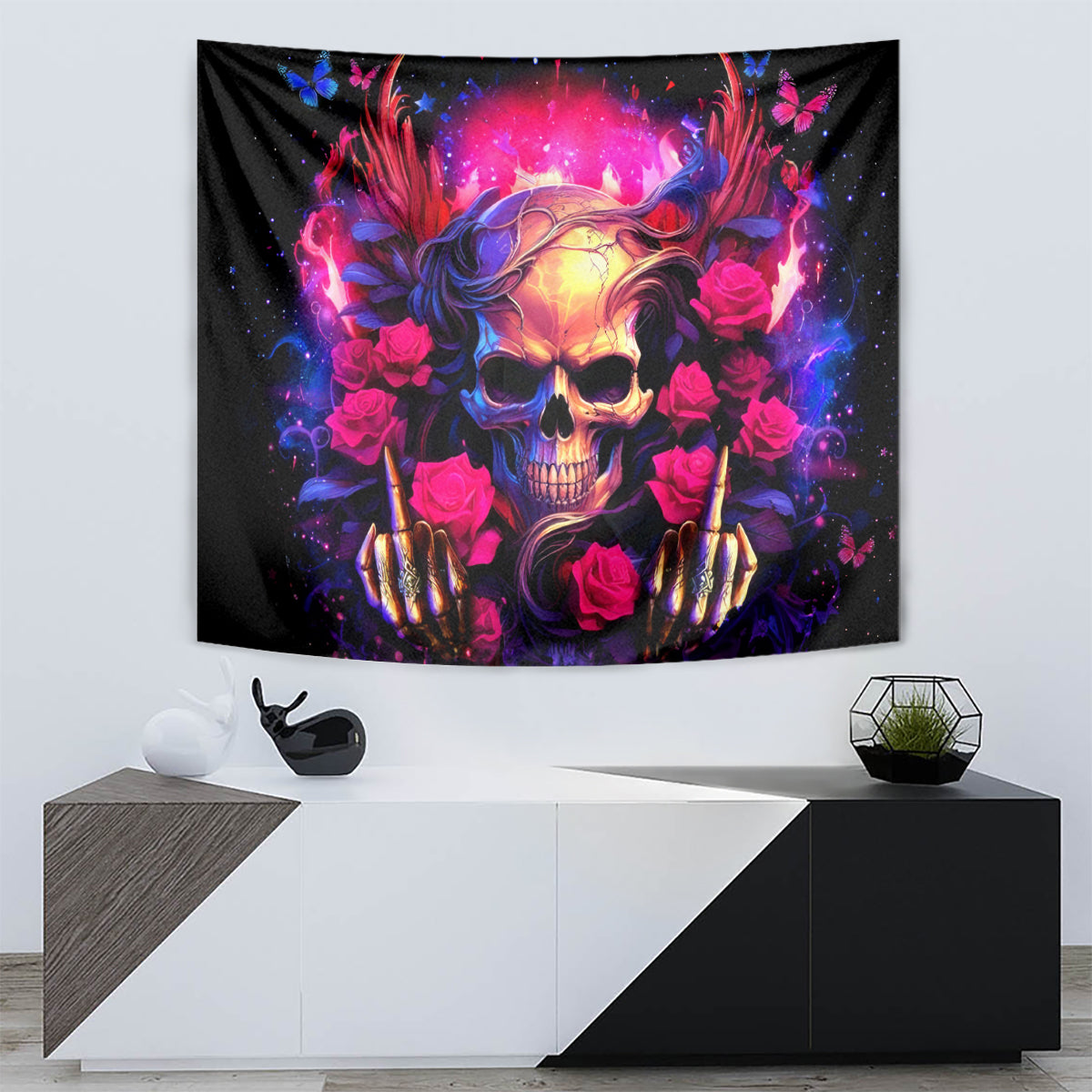 Rose Skull Tapestry No Matter How Much I Try To Be Fucking Nice - Wonder Print Shop