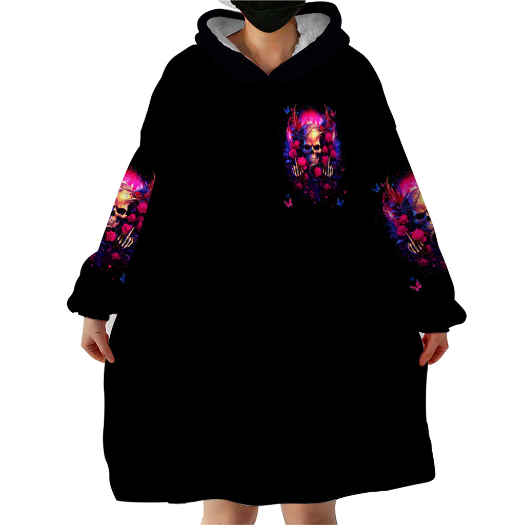 Rose Skull Wearable Blanket Hoodie No Matter How Much I Try To Be Fucking Nice - Wonder Print Shop