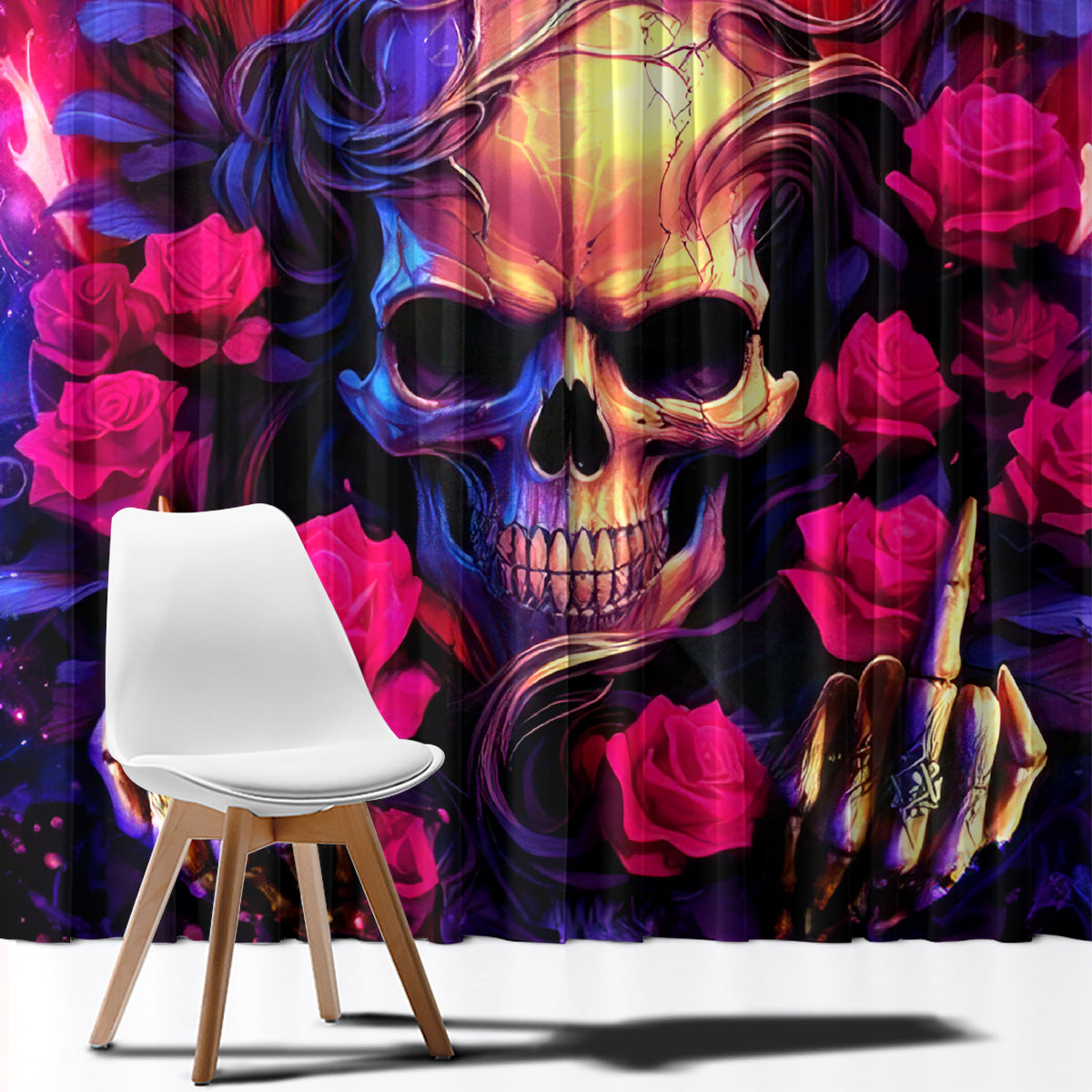 Rose Skull Window Curtain No Matter How Much I Try To Be Fucking Nice - Wonder Print Shop