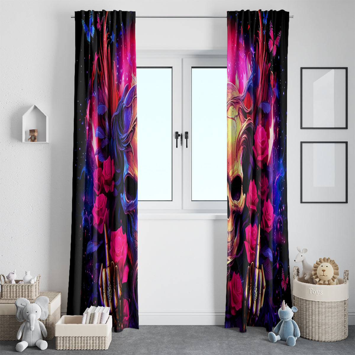 Rose Skull Window Curtain No Matter How Much I Try To Be Fucking Nice - Wonder Print Shop