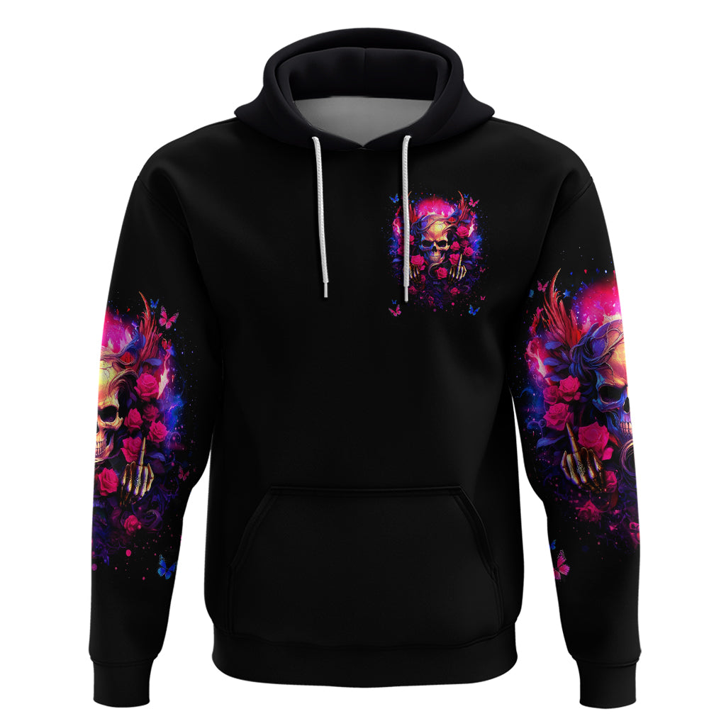 Rose Skull Zip Hoodie No Matter How Much I Try To Be Fucking Nice - Wonder Print Shop