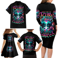 Twin Skull Family Matching Long Sleeve Bodycon Dress and Hawaiian Shirt Don't Try Figure Me out I'm A Special Kind Of Twisted - Wonder Print Shop