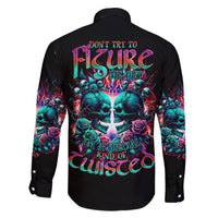 Twin Skull Family Matching Long Sleeve Bodycon Dress and Hawaiian Shirt Don't Try Figure Me out I'm A Special Kind Of Twisted - Wonder Print Shop