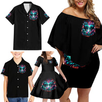 Twin Skull Family Matching Off Shoulder Short Dress and Hawaiian Shirt Don't Try Figure Me out I'm A Special Kind Of Twisted - Wonder Print Shop