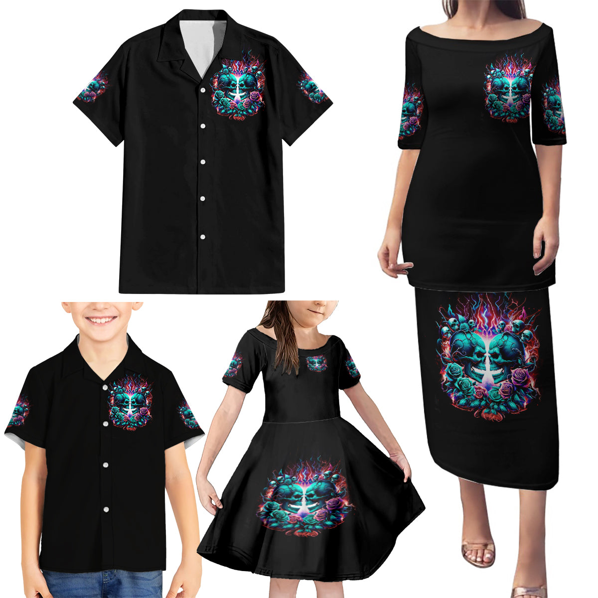 Twin Skull Family Matching Puletasi and Hawaiian Shirt Don't Try Figure Me out I'm A Special Kind Of Twisted - Wonder Print Shop