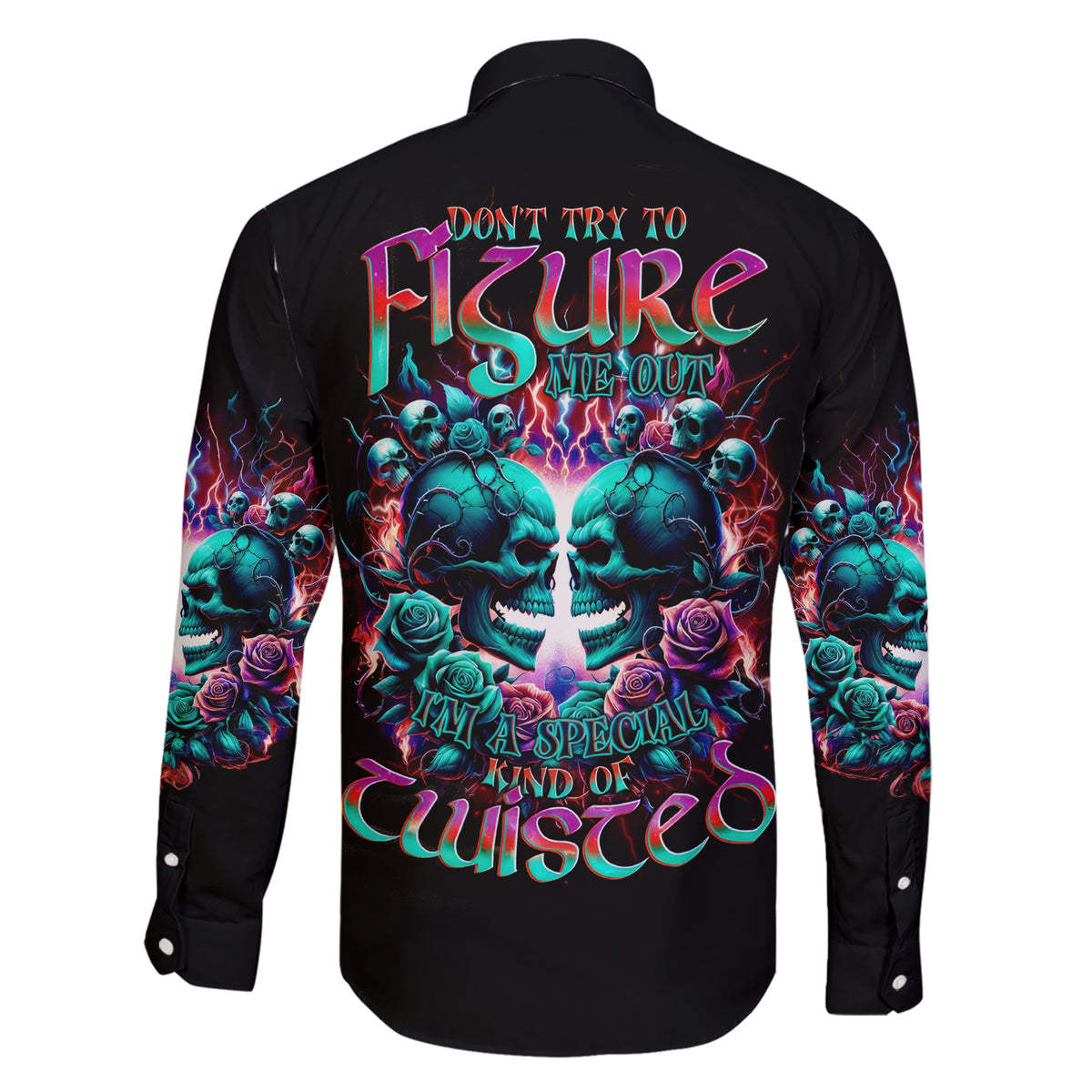 Twin Skull Family Matching Short Sleeve Bodycon Dress and Hawaiian Shirt Don't Try Figure Me out I'm A Special Kind Of Twisted - Wonder Print Shop