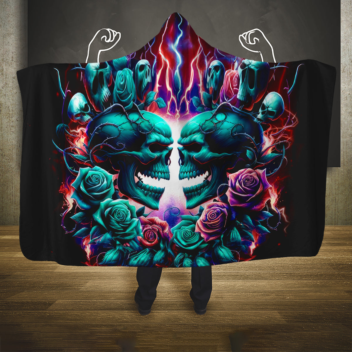 Twin Skull Hooded Blanket Don't Try Figure Me out I'm A Special Kind Of Twisted