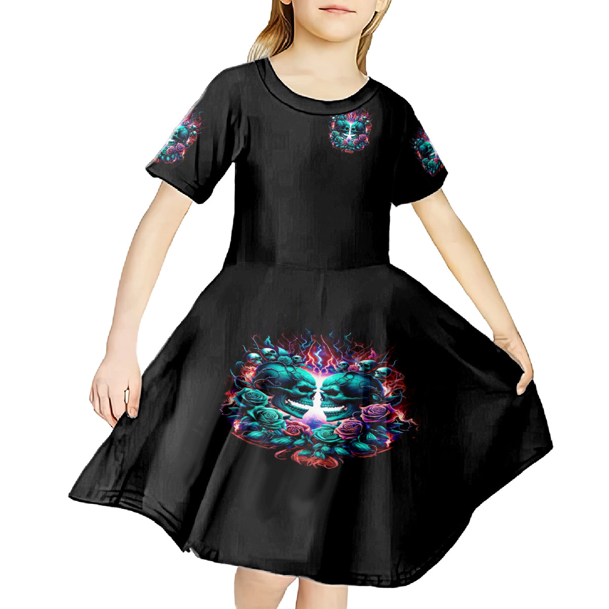 Twin Skull Kid Short Sleeve Dress Don't Try Figure Me out I'm A Special Kind Of Twisted - Wonder Print Shop